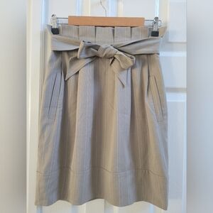 BCBGMaxAzria Taupe Pleated Waist Skirt with Bow